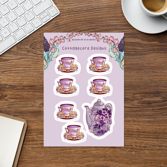 Lavender Tea Set || Sticker Sheet