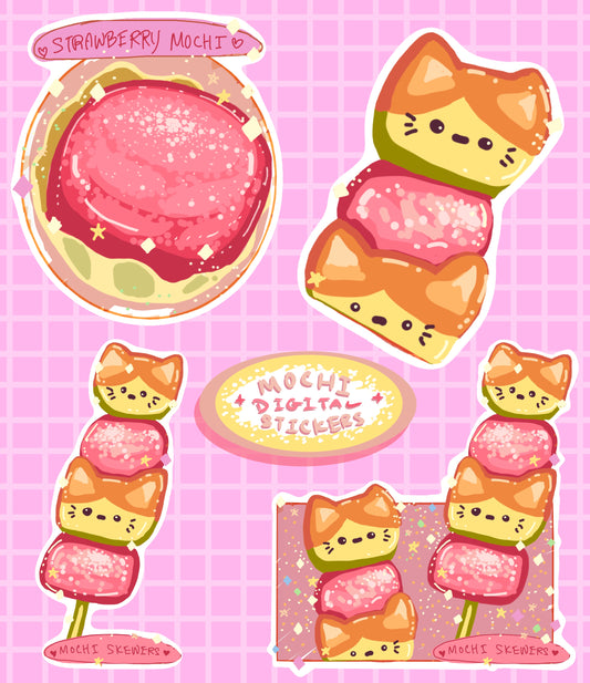 6 Kawai Mochi || Digital Stickers