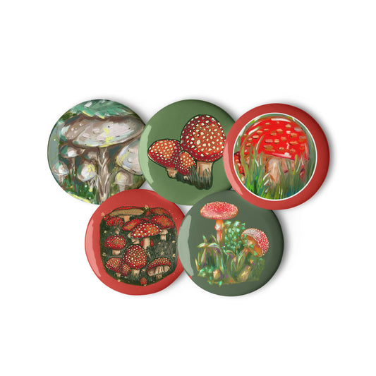 Amanita Mushrooms || Five Pin Button Set